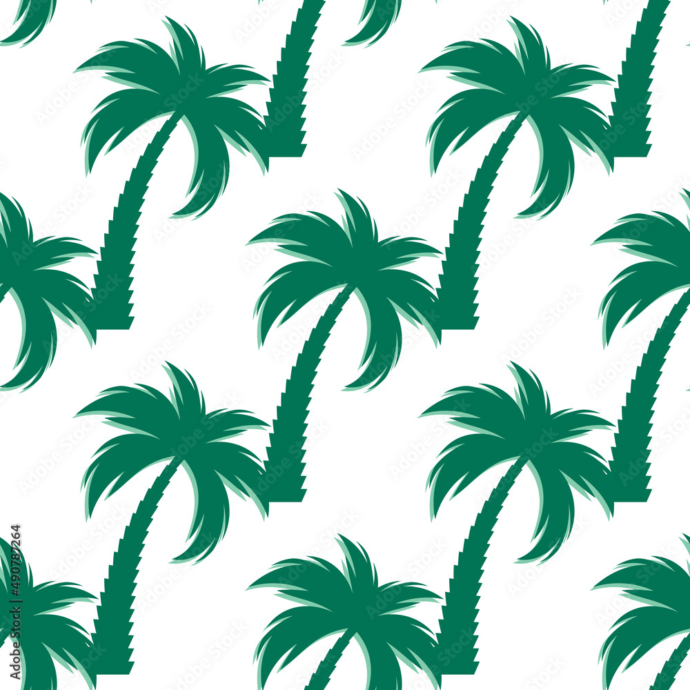 Palm tree silhouette seamless pattern background. Illustration.
