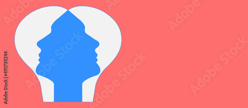 double personality concept.
Isolated on a pink background. illustration of couple in love.
mental health concept.