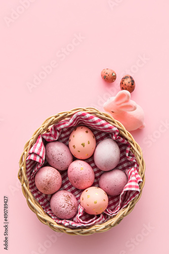 Basket with painted Easter ...