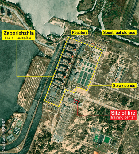 Fotografie Satellite view of Zaporizhzhia nuclear power plant in southeastern Ukraine