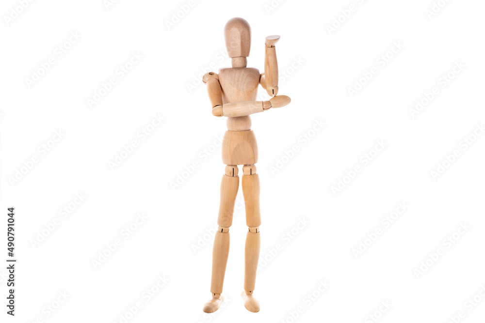 wooden man in martial arts stand isolated on white background. Stretch concept wooden man in martial arts stand isolated on white background. Stretch concept