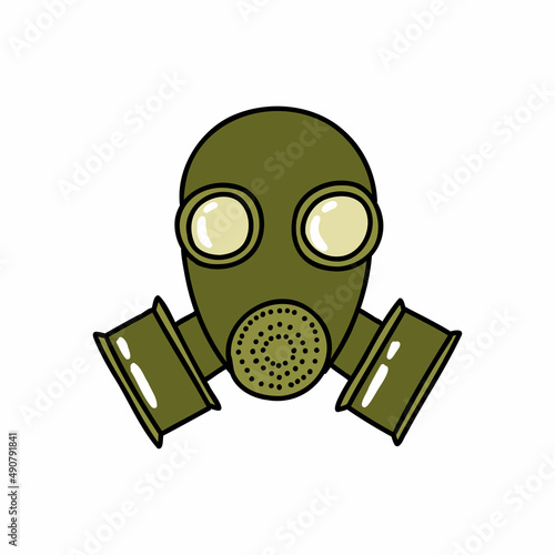 gas mask doodle icon, vector color line illustration © chernous