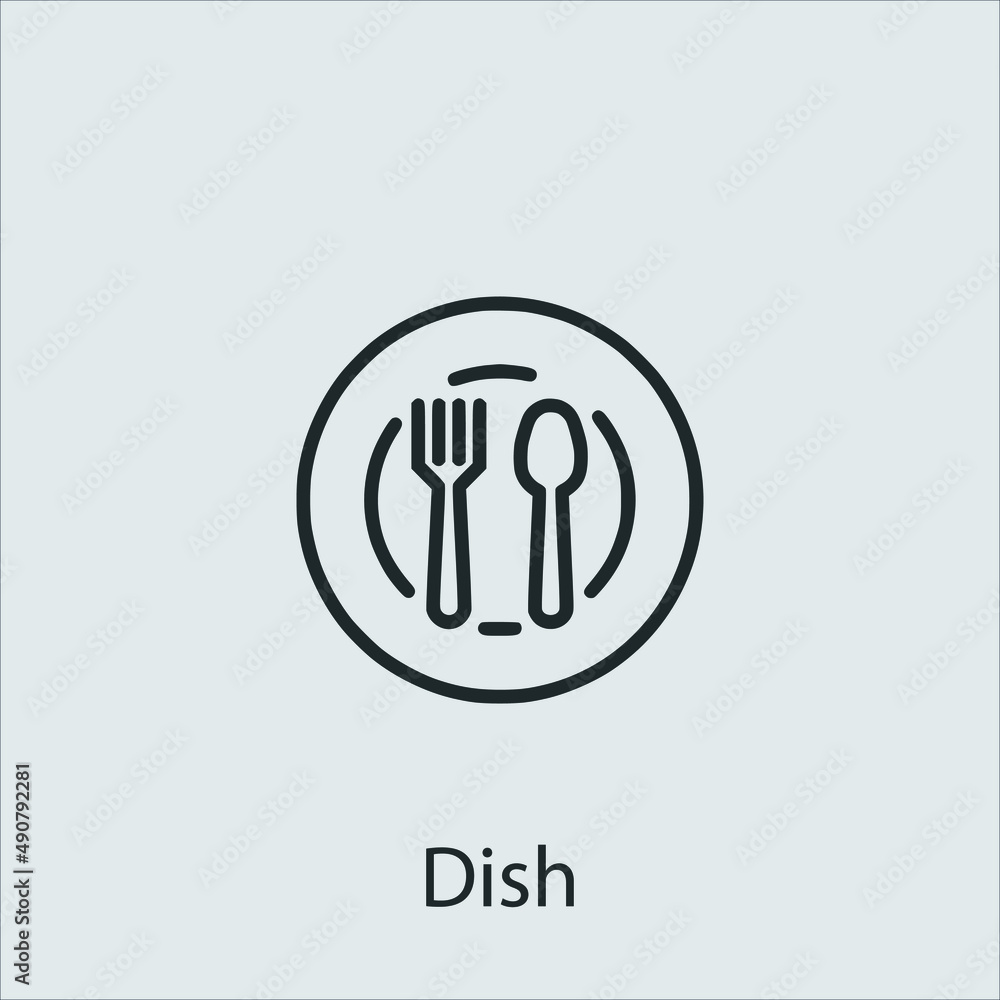 dish icon vector icon.Editable stroke.linear style sign for use web design and mobile apps,logo.Symbol illustration.Pixel vector graphics - Vector dish icon vector icon.Editable stroke.linear style sign for use web design and mobile apps,logo.Symbol illustration.Pixel vector graphics - Vector