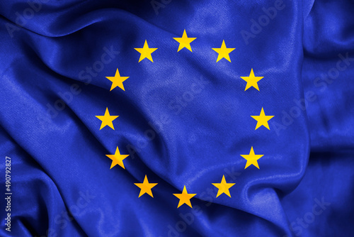 European flag silk fabric background