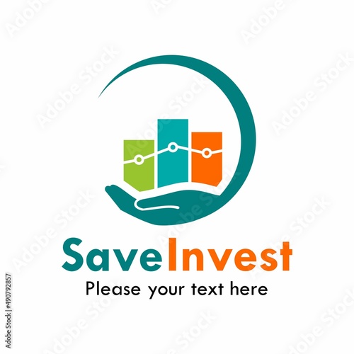 Save invest logo template illustration. there are hand with graphic