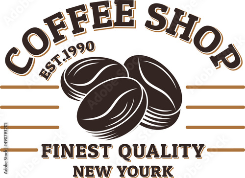Coffee beans retro logo vector illustration