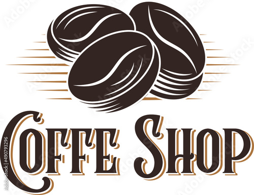 Coffee beans retro logo vector illustration