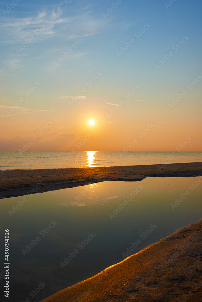 Amazing Sunrise on the Adriatic sea,  Rimini, Italy.