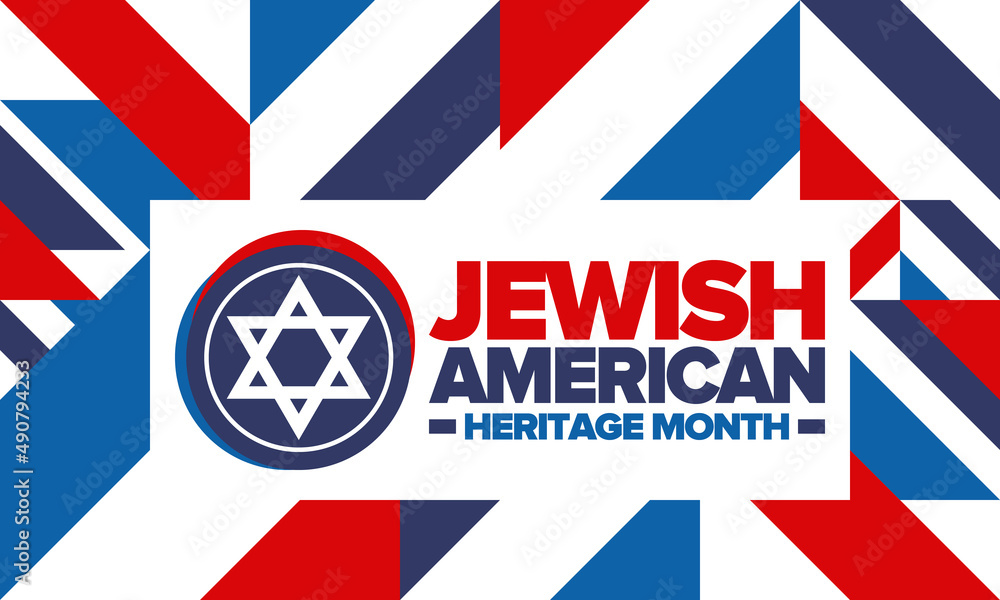 Obraz premium Jewish American Heritage Month. Jewish American contribution to the history United States. Celebrated annual in May. Star of David. Israel symbol. Vector poster, creative illustration
