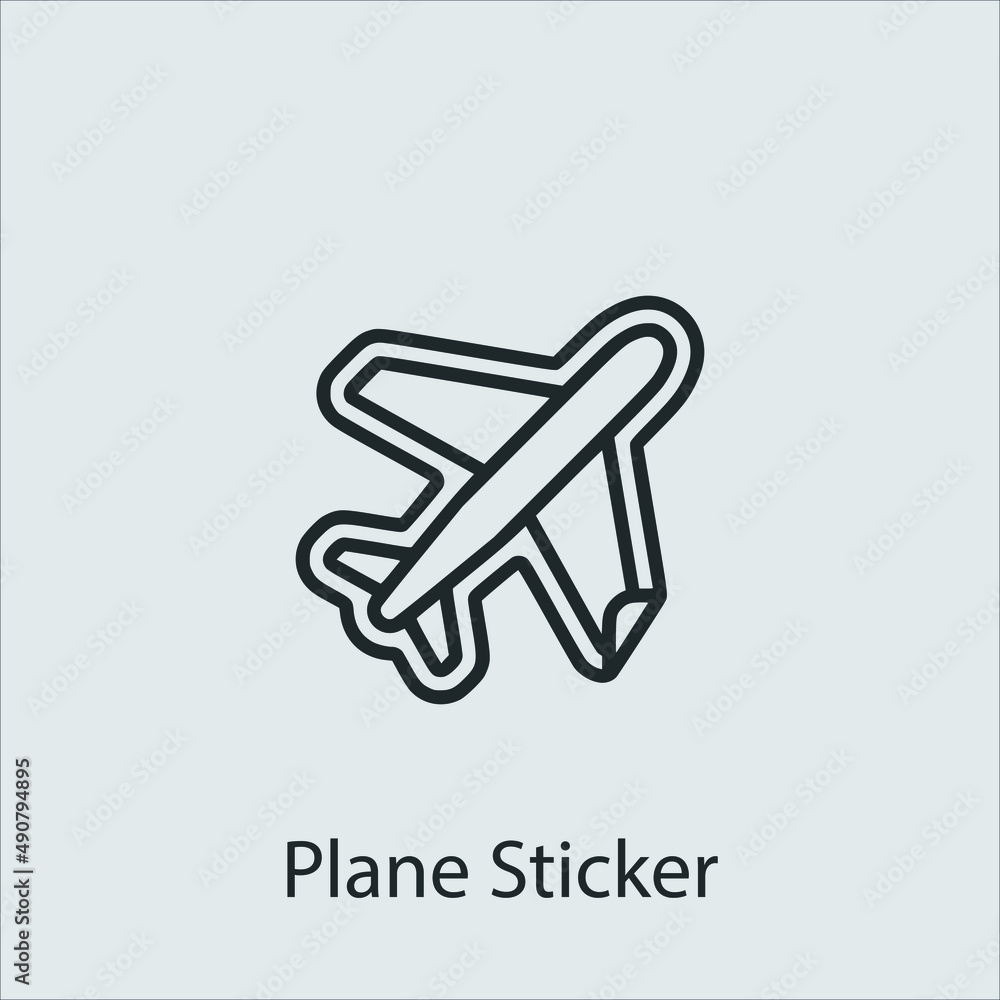 plane sticker icon vector icon.Editable stroke.linear style sign for use web design and mobile apps,logo.Symbol illustration.Pixel vector graphics - Vector