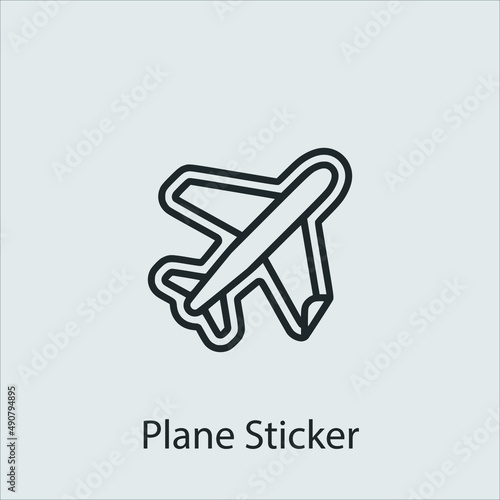 plane sticker icon vector icon.Editable stroke.linear style sign for use web design and mobile apps,logo.Symbol illustration.Pixel vector graphics - Vector