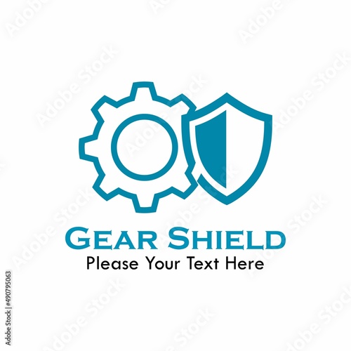 Gear with shield logo template illustration