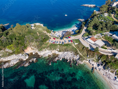 Aerial drone view of Mpataria beach , kassiopi, corfu , greece © ernestos