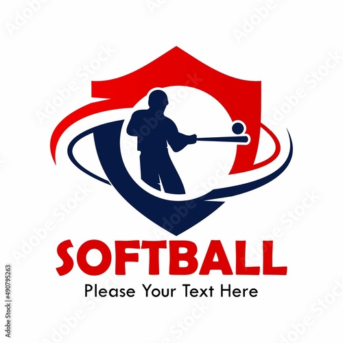 Softball design logo template illustration