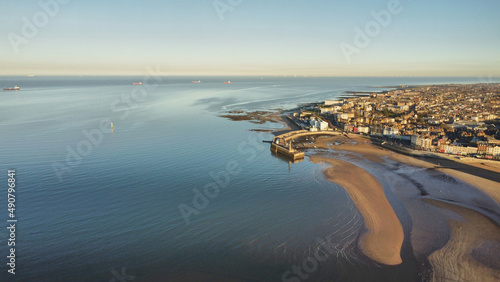 Top view of Margate harbour and beach kent photo