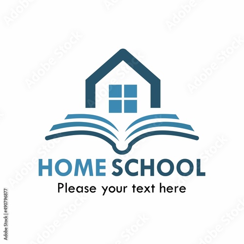 home school logo template illustration. there are book with home
