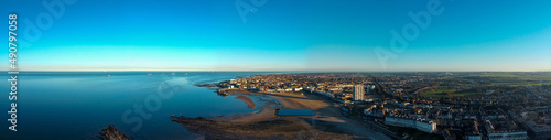 Top view of Margate harbour and beach kent photo