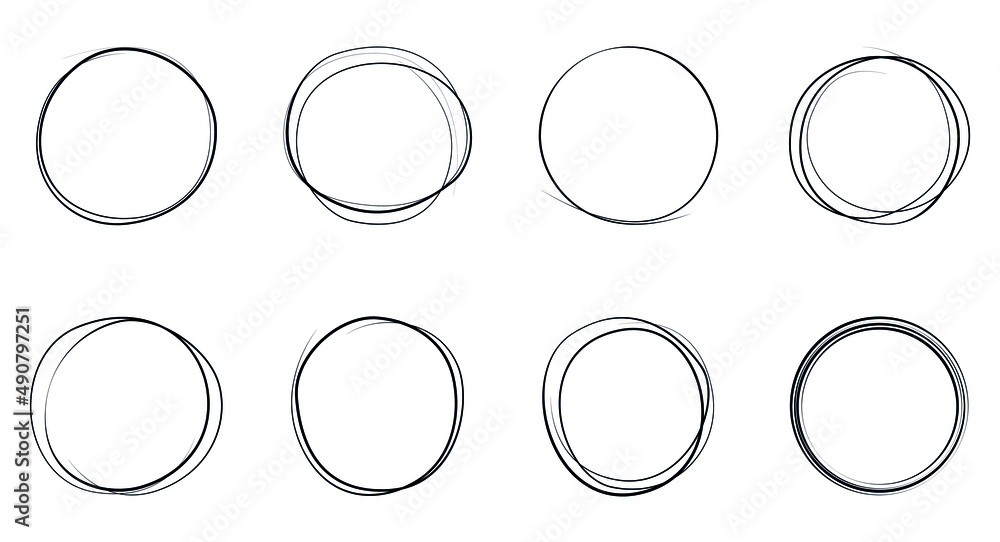 Circular doodle hand drawn line sketch. Set of hand-drawn circular lines. EPS 10 vector illustration Circular doodle hand drawn line sketch. Set of hand-drawn circular lines. EPS 10 vector illustration
