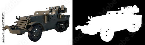 M16 Multi-Barreled Motorized Carriage - Perspective F view white background alpha png 3D Rendering Ilustracion 3D 