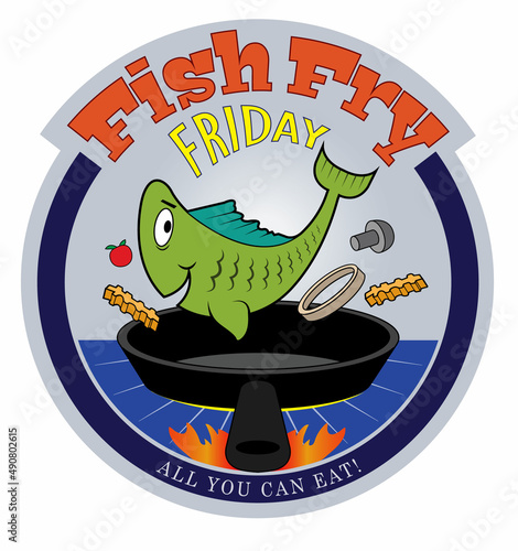 A happy fish in a frying pan.