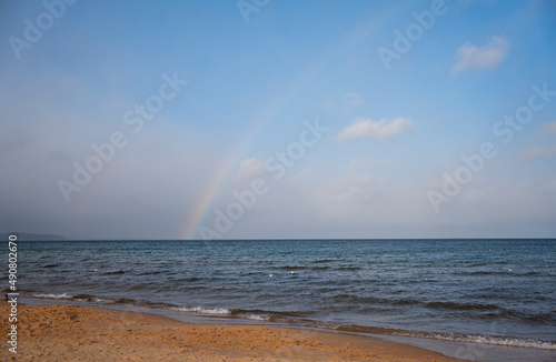 Rainbow in the sky over the Baltic sea, Poland, Gdansk