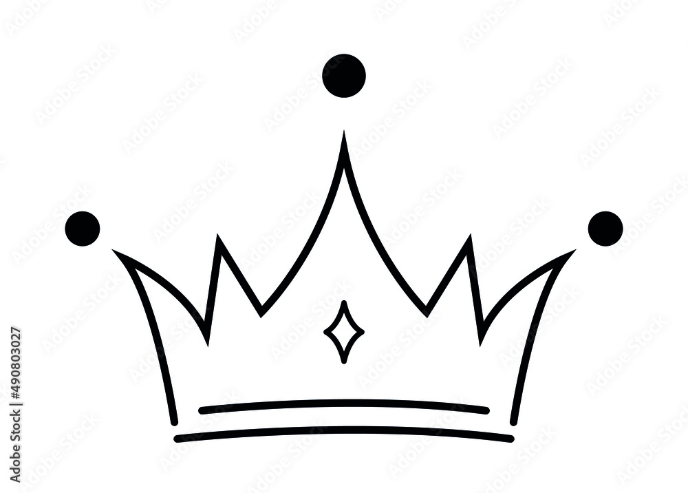 King crown elegant icon. King's crown sketch, crown symbol, hand drawn