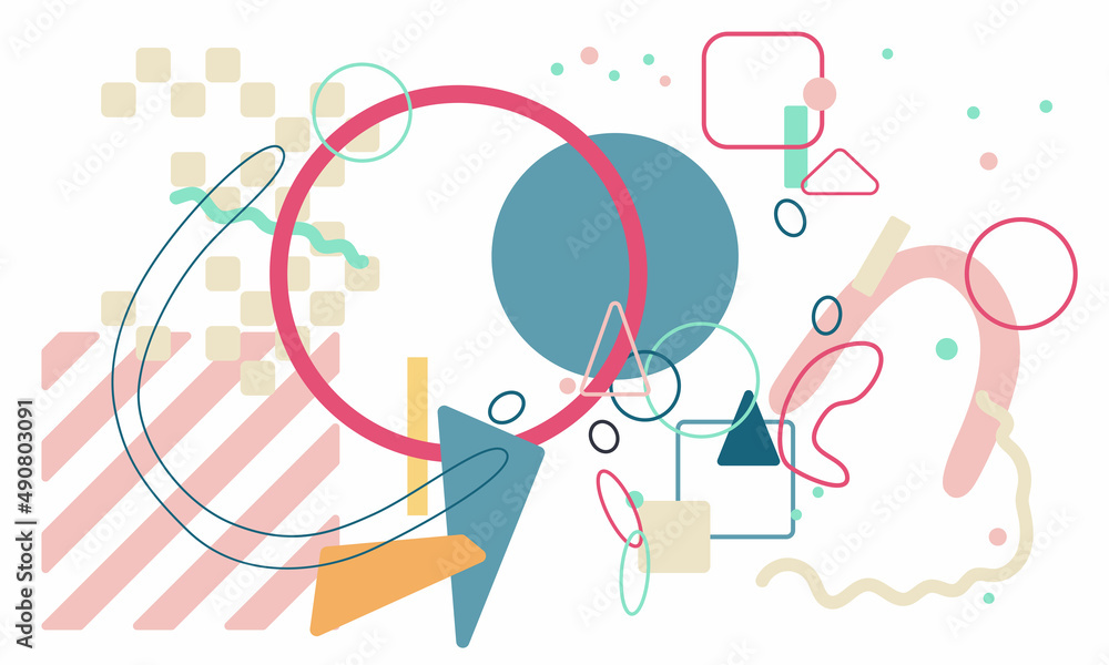 Set of abstract modern vector backgrounds, illustrations. Circles, lines, curves, triangles, squares and rhombuses. Elegant boho concept. Pink, crimson, yellow, blue colors Set of abstract modern vector backgrounds, illustrations. Circles, lines, curves, triangles, squares and rhombuses. Elegant boho concept. Pink, crimson, yellow, blue colors