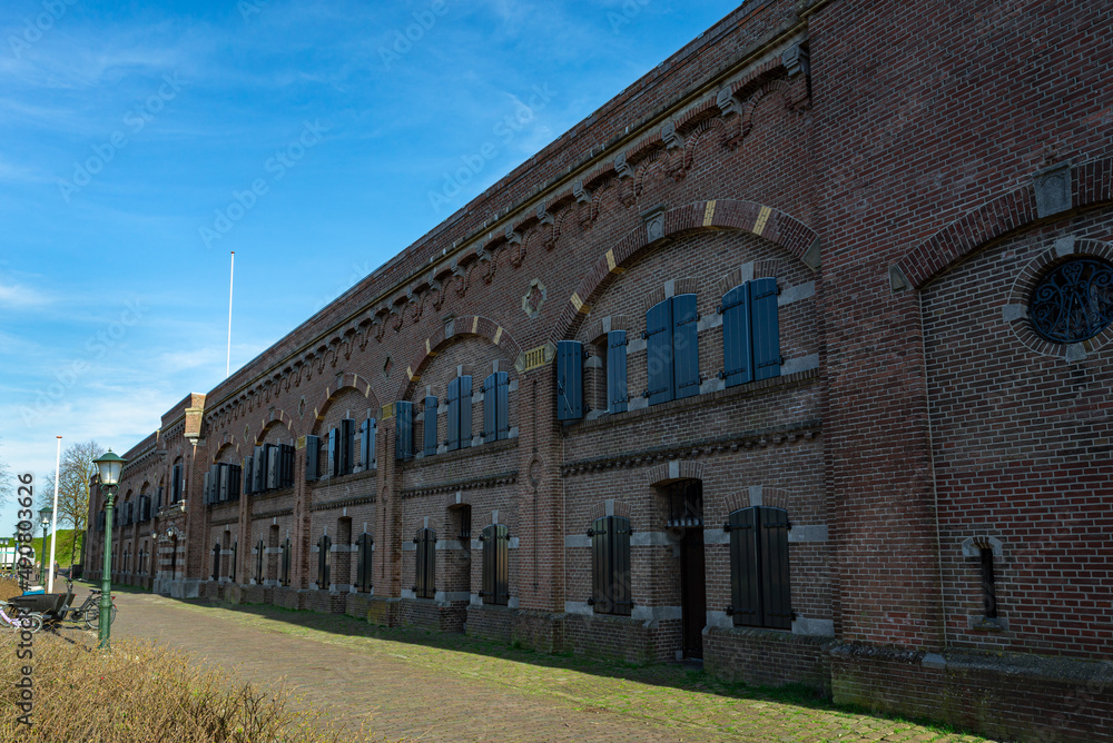 Old barracks in the city of Muiden, The Netherlands. Today, this building serves as an office and library.