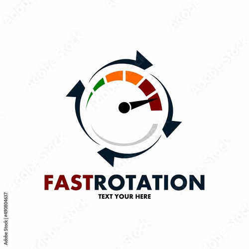 Fast rotate vector logo template. This design use clock symbol. Suitable for business.