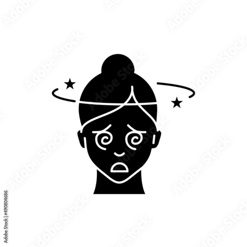 Dizziness color line icon. Human diseases.