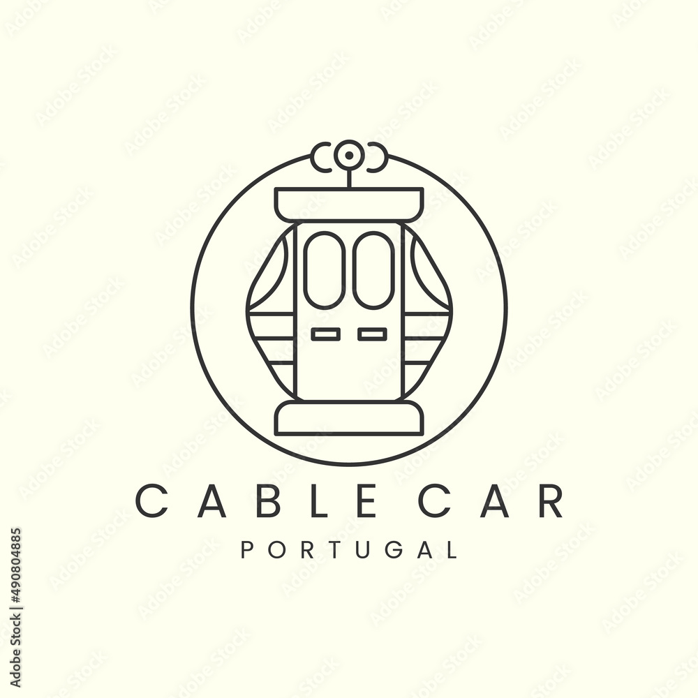 Aerial tramway with emblem and line art style logo icon template design. gondola, cable car, vector illustration Aerial tramway with emblem and line art style logo icon template design. gondola, cable car, vector illustration