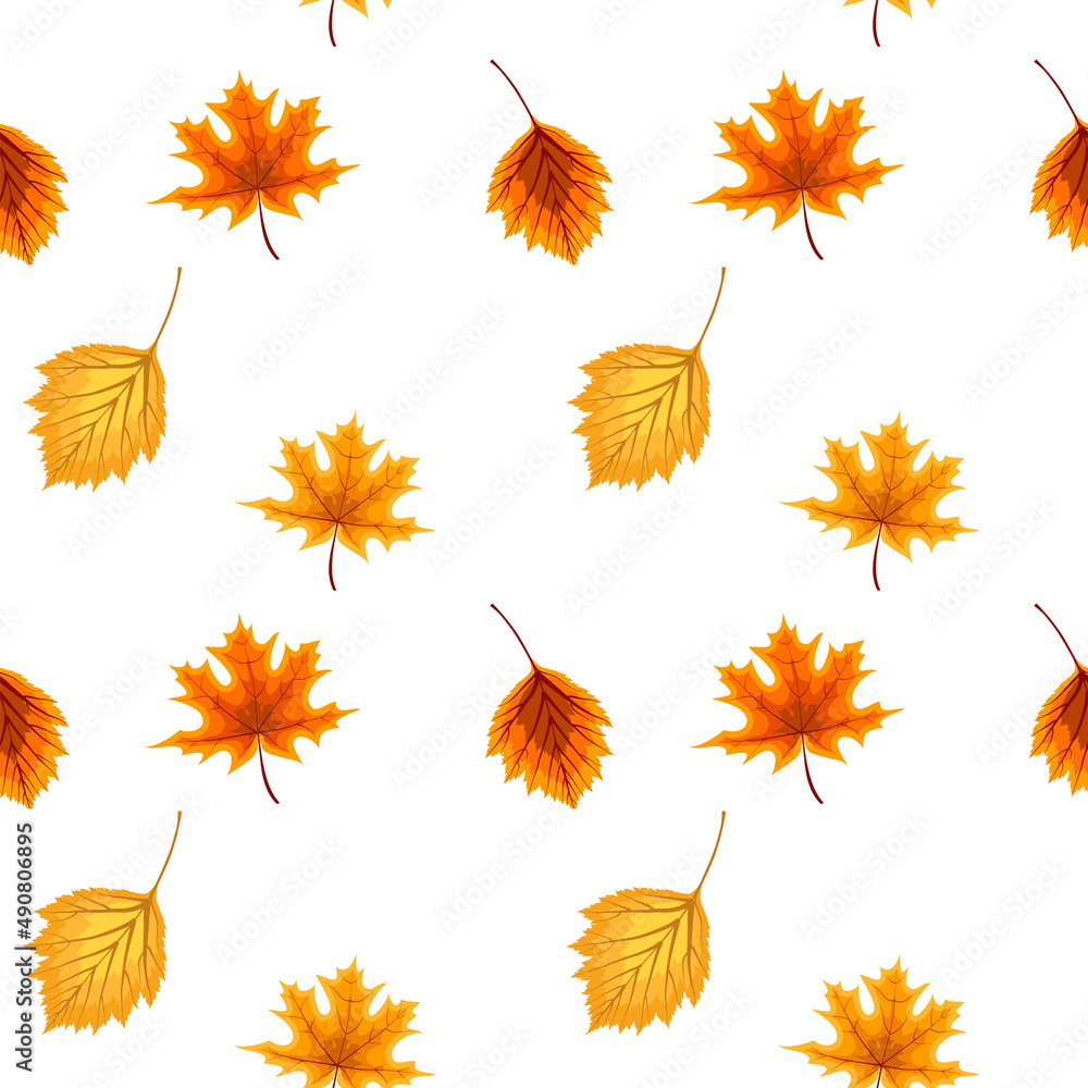 Abstract Illustration Autumn Sale Background with Falling Autumn Leaves