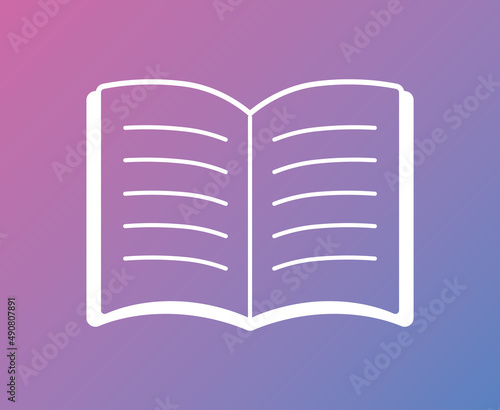 Open book, information manual, literature reading, learning or library education flat vector icon.