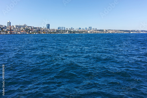 Panorama from Bosporus to city of Istanbul  Turkey