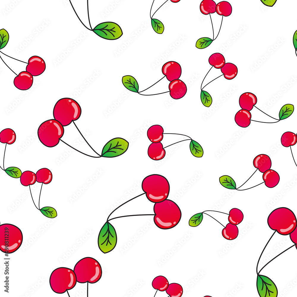 Cherry cute seamless pattern background for kids textile. Illustration Cherry cute seamless pattern background for kids textile. Illustration