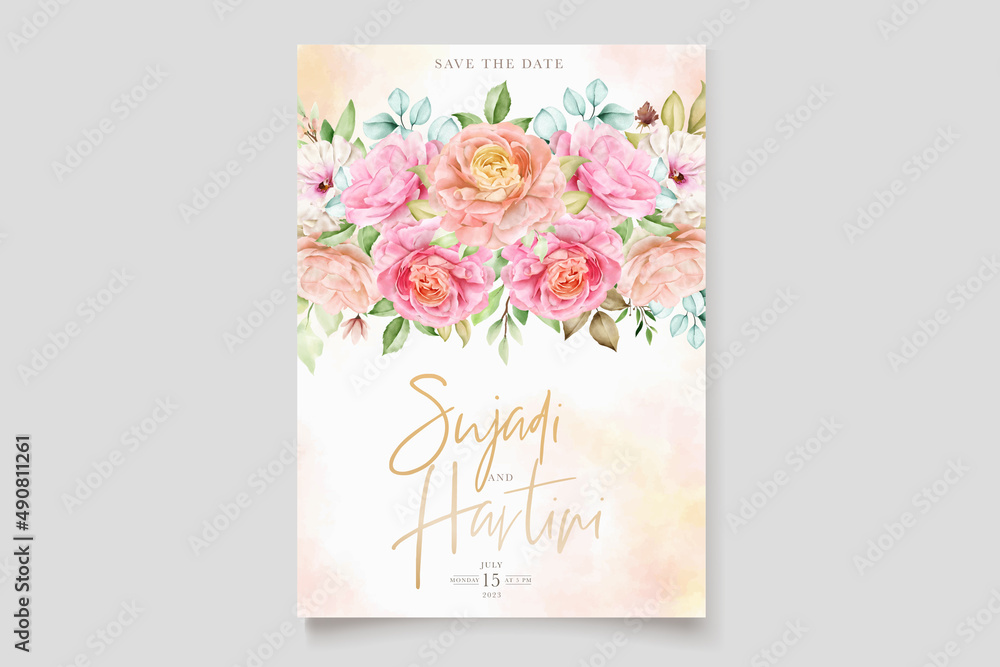 elegant watercolor floral wedding card set