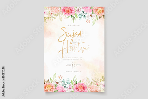 elegant watercolor floral wedding card set