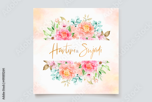 elegant watercolor floral wedding card set