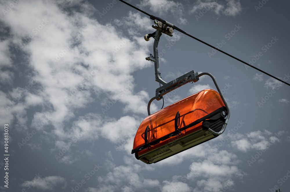 Ski Lift covered orange