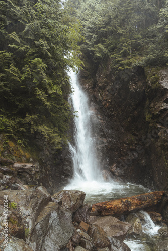Scenic view of the Norvan Falls in North Vancouver, British Columbia photo