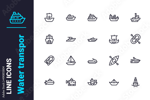 Water transport icons set