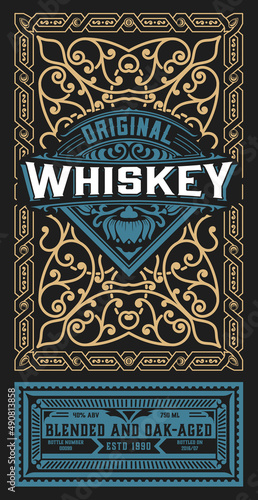 Whiskey label with old frames