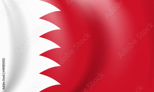National Red and white flag of the Kingdom of Bahrain. Waving banner. Illustr...