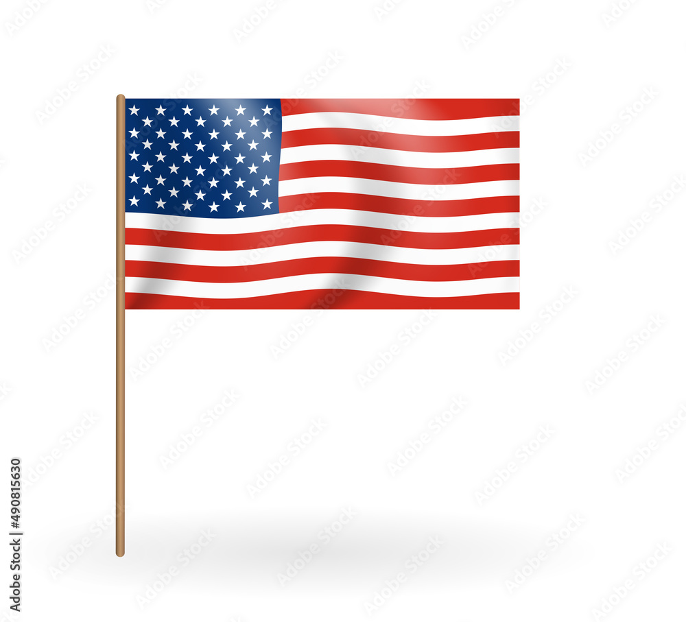 Obraz premium National flag of America. USA banner waving on a flagpole. Illustration.