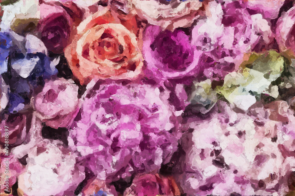 Abstract beautiful oil painting rose flower Abstract beautiful oil painting rose flower