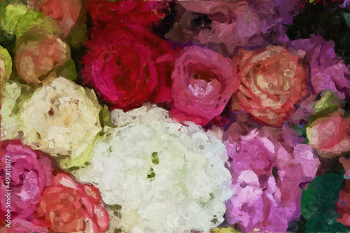 Fototapeta Naklejka Na Ścianę i Meble -  Abstract beautiful oil painting rose flower