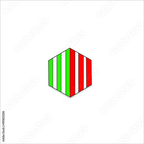 3d image shaded with green and red colors isolated on white background