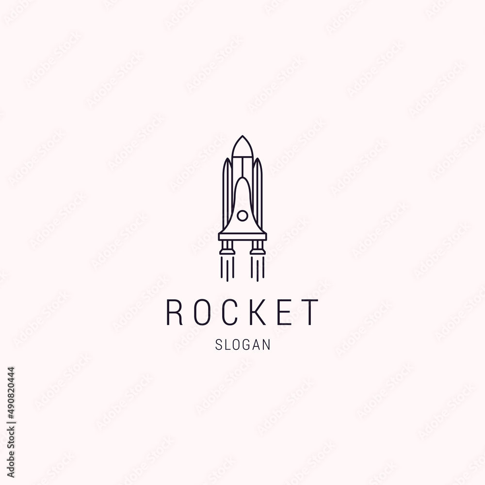 Rocket logo icon flat design template 