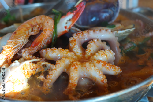 There is octopus in the seafood soup.