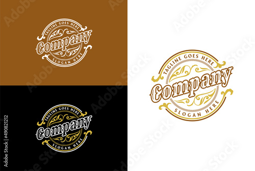 Round Circular Vintage Steampunk Badge Emblem Label Stamp Logo Design Vector